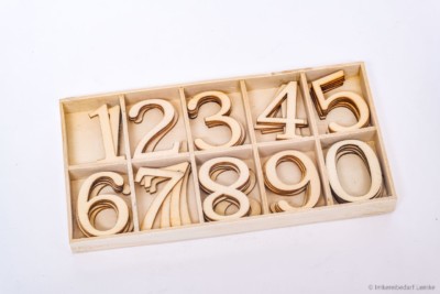 Ziffernsortiment 5x 1 bis 0 aus Holz