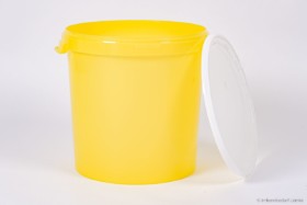 Plastik-Hobbock 40 kg gelb mit Deckel weiß