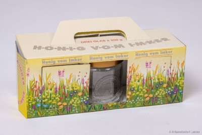 Geschenk-Karton Blumenwiese 3 x 250 g Glas